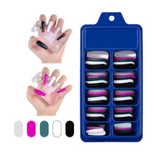 Load image into Gallery viewer, Blue Box Full Stickers Wear Long Ballet Fake Nails Solid Color Nail Patch Color